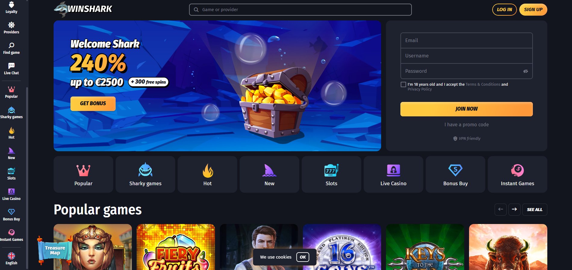 Winshark pikakasino – tervetuliaisbonus